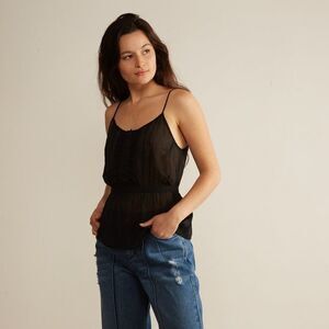 Cotelac Debardeur Sheer Ruffle Front Tie-Back Cami 0 Paris Chic Coquette Fairy